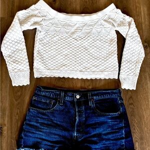 Hollister White Knit Sweater